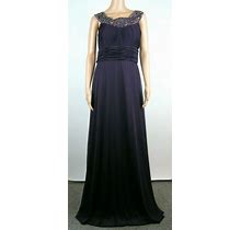 Betsy & Adam Dress Formal Gown Size 12 Purple Silver Beading Open