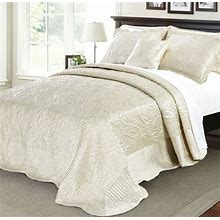 Serenta Quilted Satin 4Pc KING Paisley Bedspread In Champagne