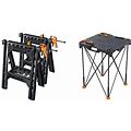 WORX WX065 Clamping Sawhorses With Bar Clamps And Worx WX066 Sidekick Portable Work Table