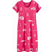 Women's M.MAC Rock Fish Cotton Knit Midi Dress With Pockets - Pink Fuschia Rose - Medium - The Vermont Country Store