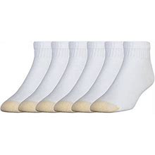 Gold Toe Men's Socks Quarter 6-Pack Athletic Breathable Soft Cotton Blend Slightly Irregular White 12-16