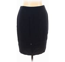 Jaeger Silk Pencil Skirt Knee Length: Black Print Bottoms - Women's Size 16