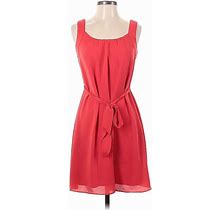Banana Republic Casual Dress - Mini Scoop Neck Sleeveless: Red Print Dresses - Women's Size 0 Petite