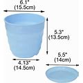 Home Garden Plastic Stripe Pattern Plant Planter Container Flower Pot - Sky Blue