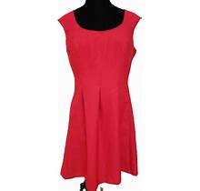 9 & Co. Dress Red Cap Sleeve Pleated Textured Sleeveless Plus Size Pocket Dress