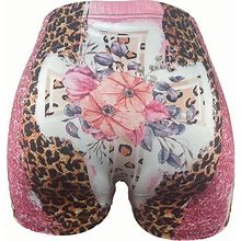 Floral & Leopard Print Shorts, Women's Skinny Casual Spring Summer Women's Clothing Shorts,Multicolor,Reliable,Temu
