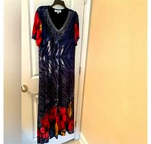 Serengeti Dresses | Serengeti Sparkling Jungle Flowers Dress, Maxi, Mesh Fully Lined, Xl | Color: Blue/Red | Size: Xl