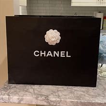 Chanel Bags | Chanel Large Shipping Tote With Floret | Color: Black | Size: Os