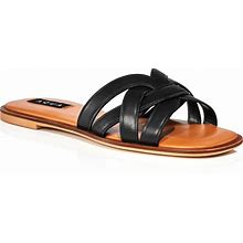 Aqua Women's Elsa Slip On Strappy Slide Sandals - 100% Exclusive - Black - Size 6 - Black Leather