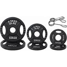 Signature Fitness Olympic 2-Inch Cast Iron Plate Weight Plate For Strength Training And Weightlifting, Two Hole Style, 35LB Set