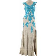 Jovani Dresses | Jovani Nude Lace Gown | Color: Blue/Tan | Size: 00