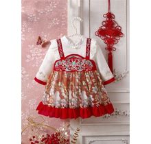 Autumn Baby Girls' Dress Clothing Products For 100th Day/First Birthday gift,9-12m