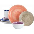 Gibson Home Color Vibes Fine Ceramic 12 Piece Dinnerware Set In Assorted Colors