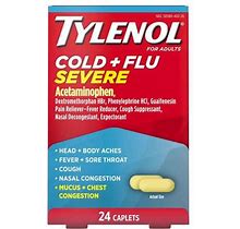 Tylenol 3027026 Tylenol Cold & Flu Severe Tylenol 24 Caplets, Pk48