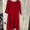 Danny & Nicole A-Line Collared With Lower Back Lined Red Dress Size 8 - Women | Color: Red | Size: M