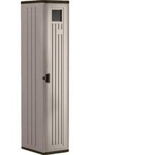 Suncast Storage Cabinet - Resin Construction For Garage Organization - 72" Garage Storage Locker With Shelving - Platinum Doors & Slate Top