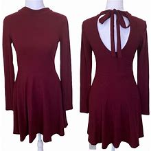 Forever 21 Dresses | Forever21 Long Sleeve Ribbed Open Back Dress Small | Color: Purple | Size: S