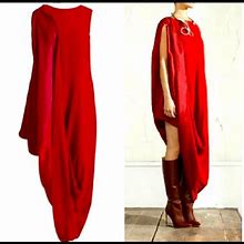 Maison Martin Margiela Dresses | H&M Collection High Low Draped Asymmetric Cascade Avant-Garde Hitched Up Loose | Color: Red | Size: 6