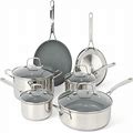 Martha Stewart Collection Delarux Stainless Steel 10 Piece Cookware Set - Silver