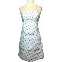 Lilly Pulitzer Franco Shorely Blue April Showers Eyelet Tiered Strapless Dress