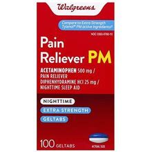 Walgreens Extra Strength Pain Reliever PM Geltabs - 100.0 Ea