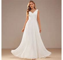 JJ's House Wedding Dress Bridal Dress Ivory Sleeveless Long V-Neck A-Line 2024