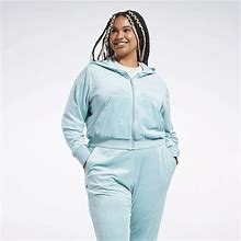 Reebok Women's Classics Energy Q4 Velour Zip-Up Sweatshirt (Plus Size) In Grey - Size 2X