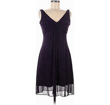 Alex Evenings Cocktail Dress - A-Line V Neck Sleeveless: Purple Solid Dresses - Women's Size 6