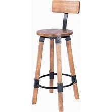 Masterson Natural Wood And Metal Bar Stool, Brown Rustic Stools From Butler