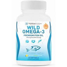 Terraform Nutrition Wild Omega 3 Fish Oil 2400Mg Per Serving - Burpless, Lemon Flavored Non-GMO, Gluten Free, Soy Free 30 Servings