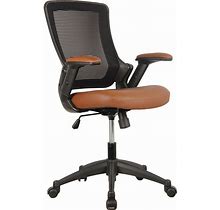 Techni Mobili Mesh Back Faux-Leather Desk Chair, Brown