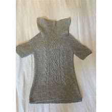 Old Navy Women's Grey Cable Knit High Neck Short Sleeve Sweater Large - Women | Color: Grey | Size: L