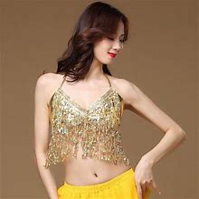 B91xz Womens Short Sleeve Tops Women Performance Clothing Belly Latin Dance Tasse Blouse Top Tee Shirts Gold, One Size