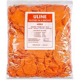 Uline Secure Grip Nitrile Gloves In A Bucket Refill Bag - Orange, XL - 1 Bag Of 300 - S-22784GO-X