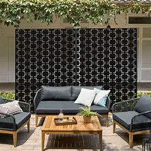 Modern Metal Freestanding Decorative Divider Outdoor Privacy Screen For Garden - Black-Dot