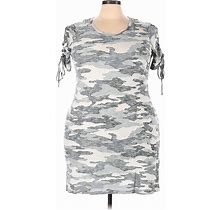 Vince Camuto Casual Dress - Mini Scoop Neck Short Sleeves: Gray Print Dresses - Women's Size 2X