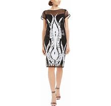 Connected Apparel Womens Embellished Party Midi Dress B/W 10