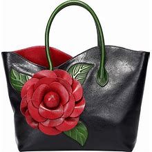 PIJUSHI Designer Genuine Leather Purses And Handbags For Women Satchel Flower Handbag