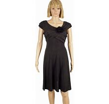 London Times Black Rosette Tiered Bodice Empire A-Line Party Dress 8