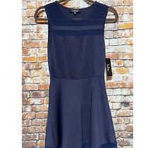 New Womens XS Dress LULUS Blue Fit & Flare Sleeveless Semi Sheer Knee Length NWT