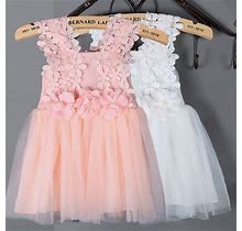 Urmagic Kids Baby Girls Sleeveless Lace Beaded Flower Tutu Princess Wedding Dress,2-7Y