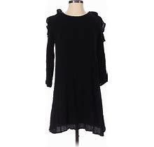 Old Navy Casual Dress - Sweater Dress Ruffles Long Sleeve: Black Solid Dresses - Women's Size X-Small