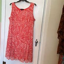Perceptions Dresses | Orange With White Lace Overlay Dress 3X | Color: Orange | Size: 3X