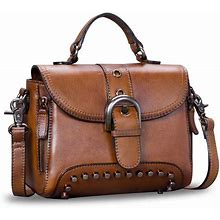 Genuine Leather Satchel For Women Vintage Shoulder Bag Handmade Crossbody Bag Purse Top-Handle Handbag