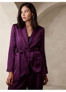 Women's Satin Tie-Waist Blazer New Pinot Noir Regular Size 2