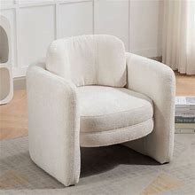 Modern Upholstered Barrel Chair Armchair For Living Room - Beige