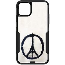 Distinctink Case For iPhone 12 / 12 PRO (6.1" Screen) - Otterbox Commuter Custom Black Case - Paris Peace Symbol - Show Your Love Of Paris