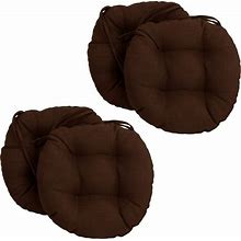 16" Polyester Solid Outdoor Round Tufted Chair Cushions, Set Of 4, Cocoa, Brown, Throw Pillows, By Blazing Needles