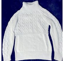 Venus Blue Cable Knit Turtleneck Long Sleeve Sweater Size M
