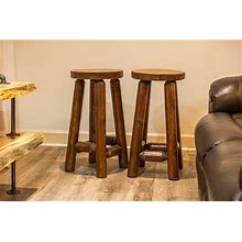 Rustic Log Barstool With Round Seating